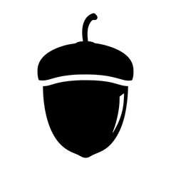 Elegant black acorn silhouette on white background exhibiting simplicity and nature's charm