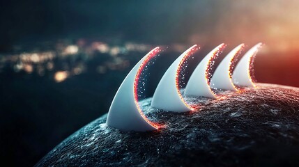 Abstract celestial object with glowing, pointed protrusions