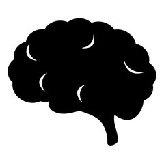 Stylized Black Brain Silhouette Representing Thought and Consciousness in Graphic Design