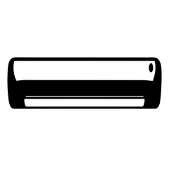 Black and white graphic design of a wall mounted air conditioner unit