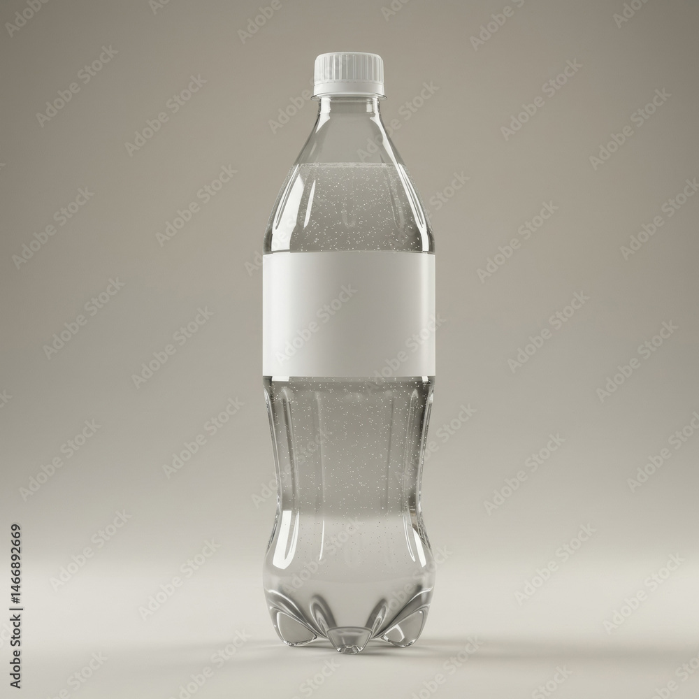 Aufkleber empty plastic bottle with blank label in studio setting. product display of a transparent beverage b
