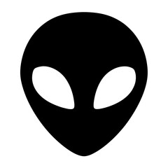 Simple Black and White Silhouette of an Alien Head with Large Eyes