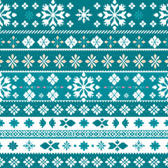 Nordic coastal winter Fair Isle design in cool tones pattern.