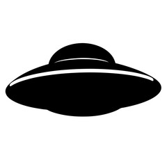Black and White Silhouette of an Unidentified Flying Object with Rounded Details