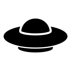 Simplified black silhouette of a classic flying saucer shaped UFO image