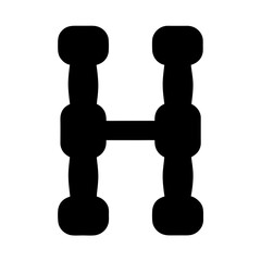 Silhouette of dumbbells arranged in the shape of the letter H