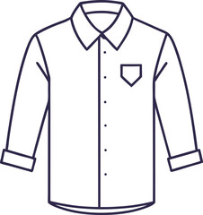 Rolled sleeve button-down shirt vector in modern style, minimal line art for fashion design, apparel catalogs, and style guides.