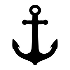 Simple Black Anchor Illustration on a White Background for Nautical Designs