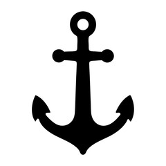 Single black anchor symbol against a white background, seafaring equipment
