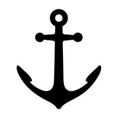 Simple Black Anchor Silhouette Against White Background Depicting Maritime Symbolism