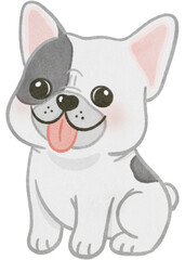Cute Dog paper texture hand drawn illustration with transparent background