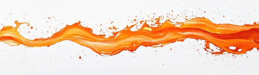 Orange liquid flowing, splashing
