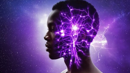 A person's brain illuminated with neural pathways