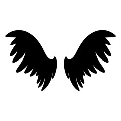 Pair of stylized black wings on a white background illustration art