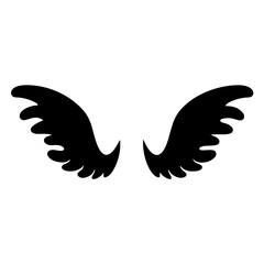 Simple Silhouetted Wings Spread Wide in Symmetrical Depiction of Flight