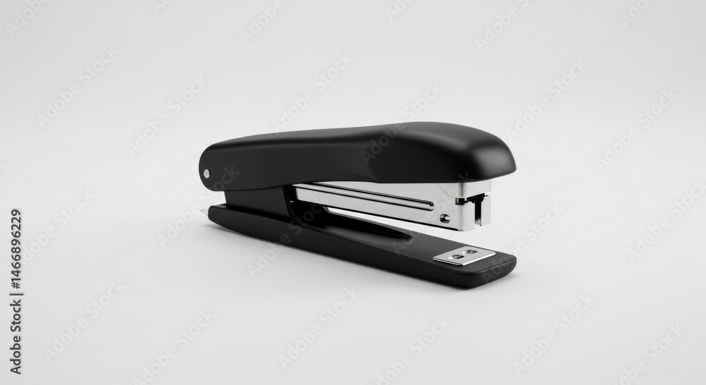 Aufkleber black stapler in a neutral setting. stationary object presented angled view with a plain background.