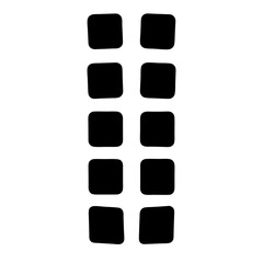 A graphic art of ten black squares in two columns of five