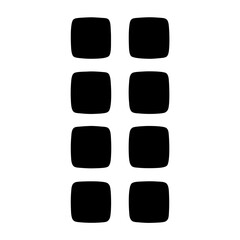 Eight abstract black rounded squares arranged in a minimalist two column pattern