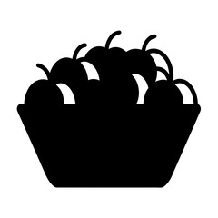 Stylized illustration of fruit in a container showing simplistic design elements