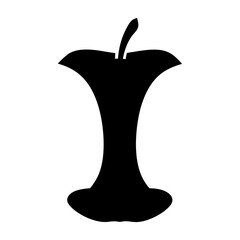 Apple core silhouette on a white background suggesting consumption or waste