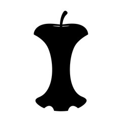 Apple core silhouette illustration, symbol of waste, consumption and nutrition concept