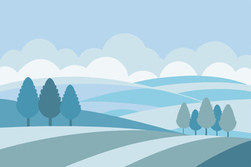 frosty countryside with morning mist hanging above 