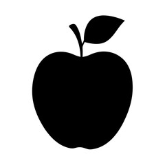 Striking monochromatic silhouette of an apple fruit with a single leaf