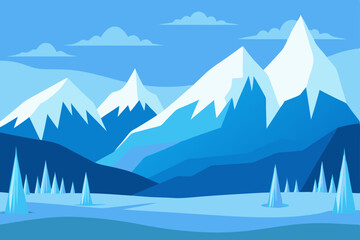 frosty mountain meadow with icicles glinting in 