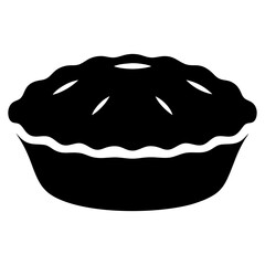 Black silhouette of a delicious pie with lattice crust design