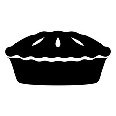 Black silhouette of a delicious pie with a decorative crust