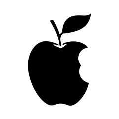 Silhouette of bitten apple with leaf, representing a forbidden fruit concept
