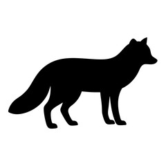 Black fox silhouette standing out vividly against a crisp white background