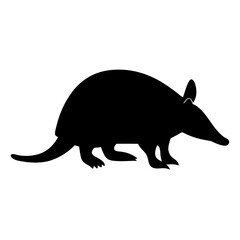 Black Silhouette of an Armadillo, an Animal Known for its Bony Armor