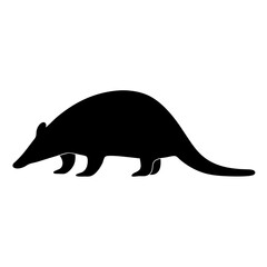 Silhouette Illustration of an Anteater Walking, Viewed from the Side