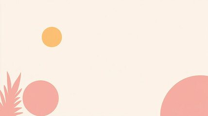 Minimalist Illustration Shows Sun and Plants on Beige Background Beautifully