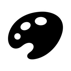 A stylized artist's paint palette in black silhouette isolated on white