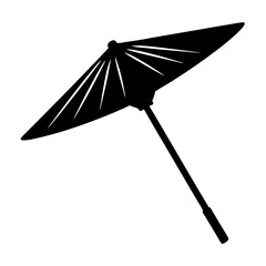 Silhouette of a traditional Asian parasol used for rain or sun protection © pixostudio