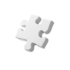 White Puzzle Piece Isolated on a Transparent Background for Creative and Educational Use