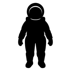 Silhouette of an astronaut in a spacesuit, isolated on a white background