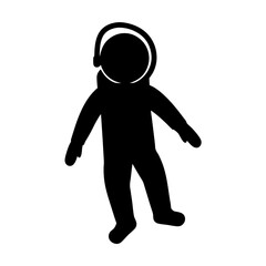 Silhouette of an Astronaut in a Spacesuit Floating in Space, Isolated