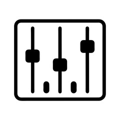 Audio mixer control panel icon with volume faders, music production interface