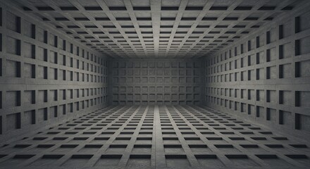 Abstract Concrete Grid Room Interior Modern Architectural Design Space