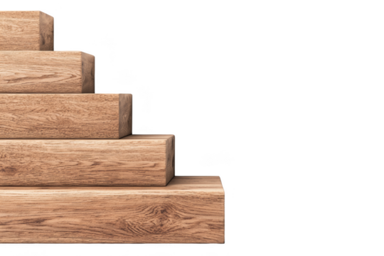 Wooden steps leading upward minimalist design interior setting modern aesthetic eye-level perspective conceptual clarity for seo Png, Transparent background.