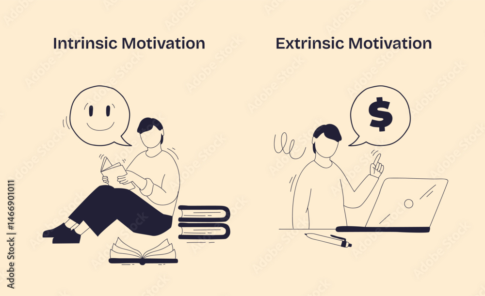 Poster intrinsic vs extrinsic motivation contrasts self-driven joy from learning with reward-driven actions