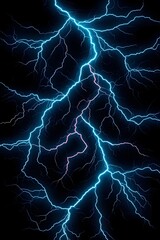 Electric blue lightning bolts branching across a black background