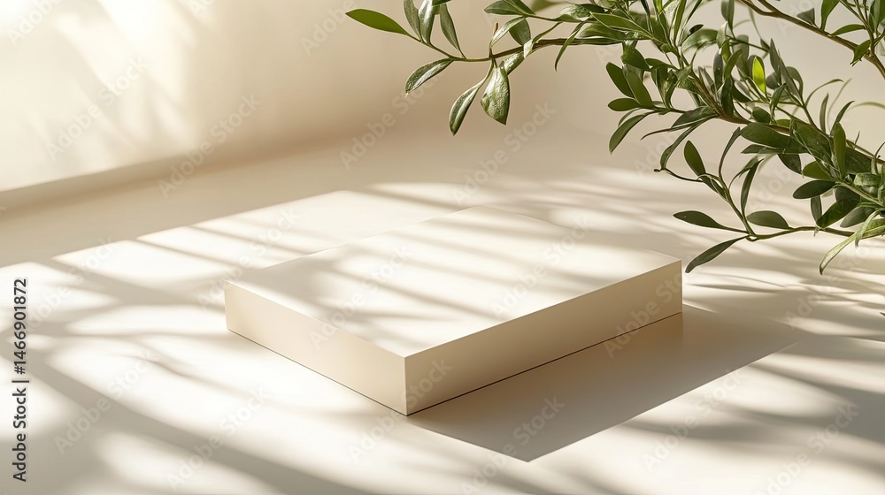 Poster a mock-up of an 85x55 mm business card with a beige background and a shadow overlay for branding