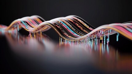 Abstract, colorful, wavy forms. Streamlined, dynamic, flowing, multi-colored ribbons