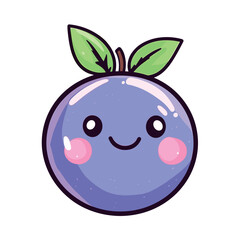 Obraz premium cute smiling childlike blueberry isolated vector illustration