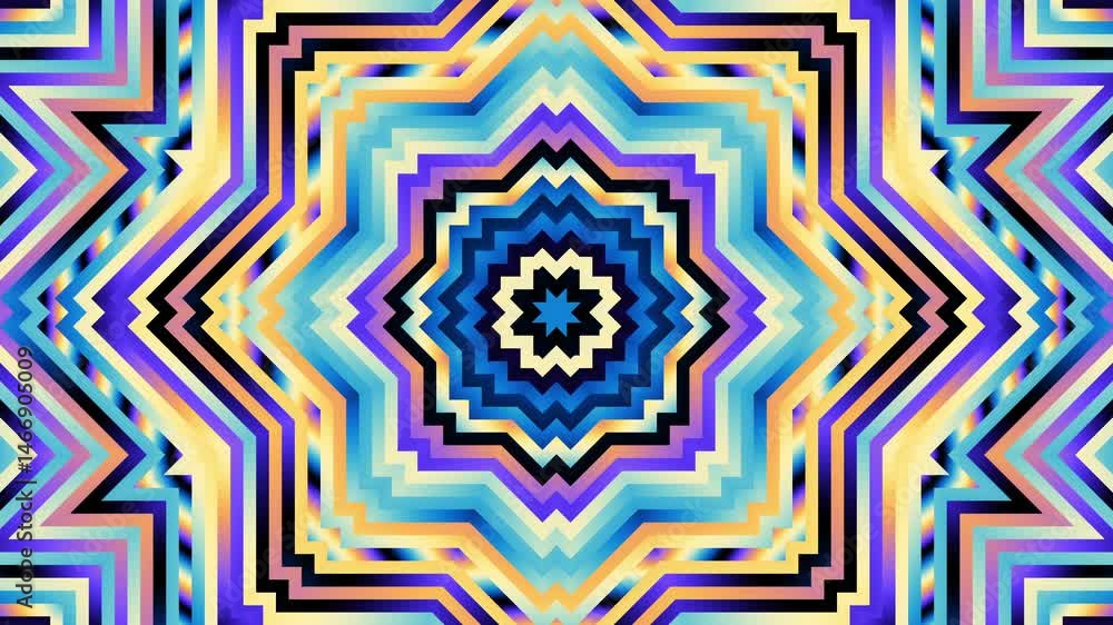 Leinwandbilder geometric wavy pattern kaleidoscope retro circle pattern mosaic background. classic loop mandala.