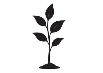 plant growth logo silhouette vector, plant growth logo icon silhouette, plant silhouette for growth and nature, black silhouette tree plant growth silhouette vector logo silhouette on white background